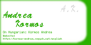 andrea kormos business card